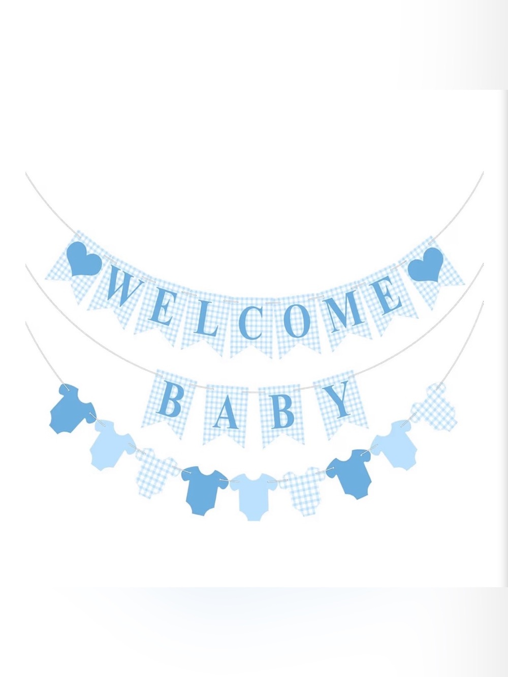 Welcome Baby Blue Baby Shower Banner Garland - Party Decoration